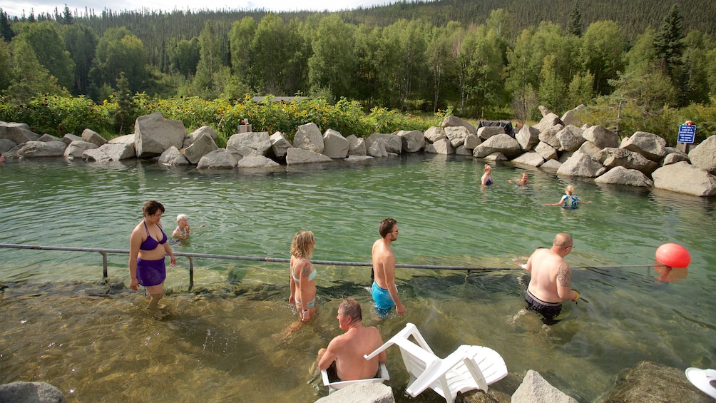 People relaxing in the Chena Hot Springs in Fairbanks