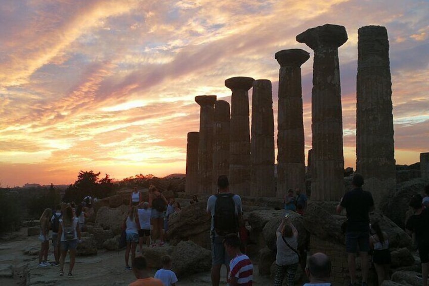 Spectacular sunset at the Temple of Hercules