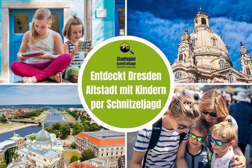 City game scavenger hunt Dresden old town for children - exciting city tour