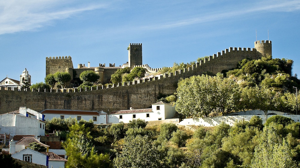 Castle on the hill over the town in Obidos