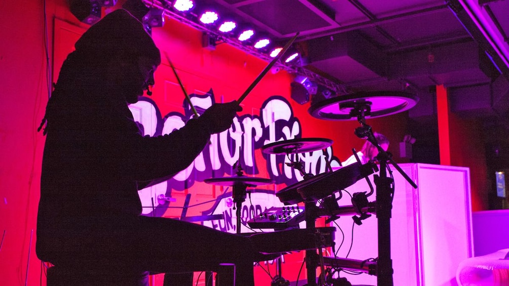 Silhouette of a musician onstage in Myrtle Beach