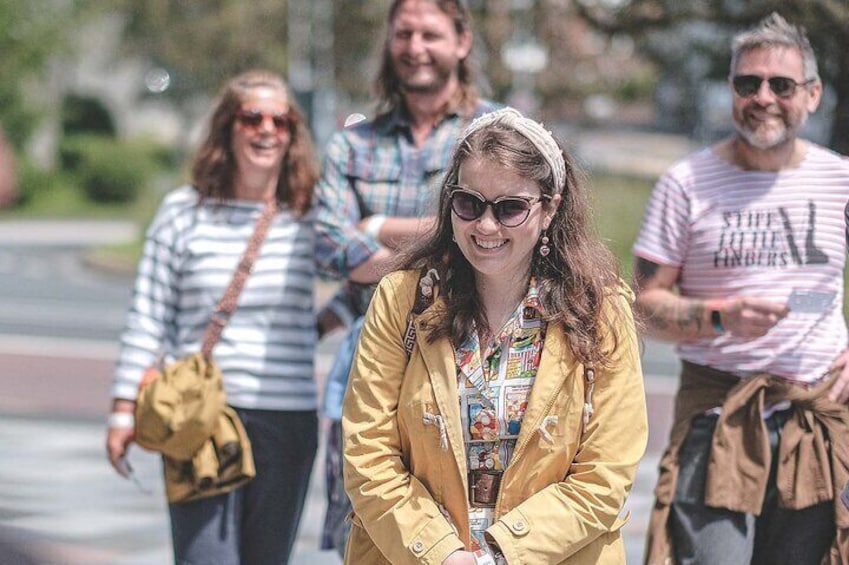 Happy tourists and locals on Plymouth's only comedy tour.