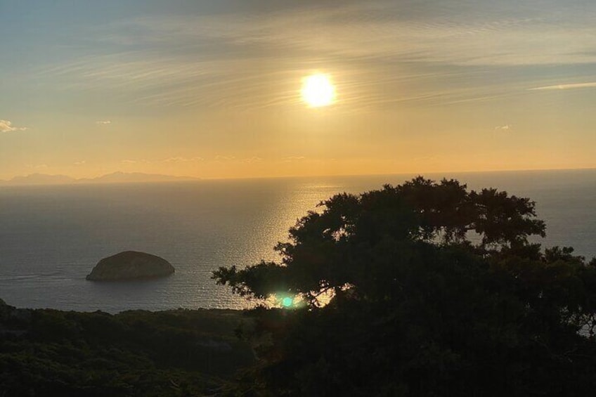 Small Group Hiking Sunset in Monolithos