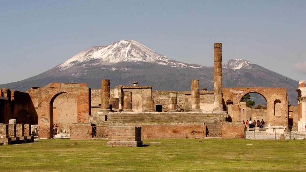 Ruins of Pompeii with Mount Vesuvius in the background