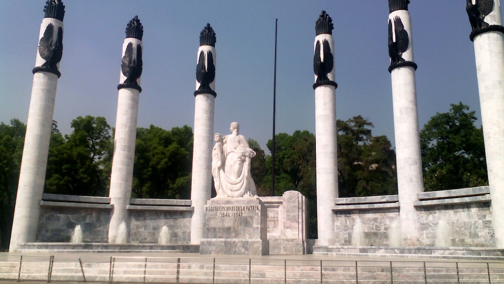 Pillars and sculpture at Chapultepec Castle in Mexico City
