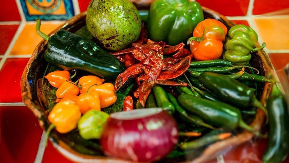 A plate of Chilis and vegetables