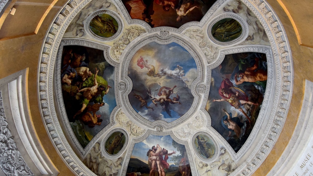 Ceiling frescos at the Louvre Museum in Paris