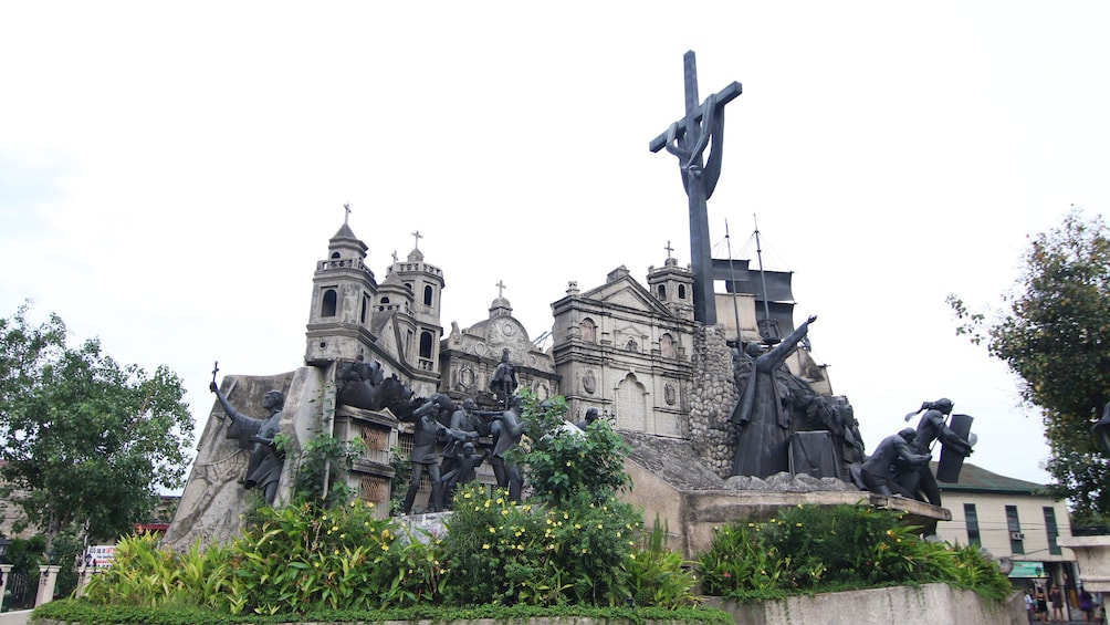 Sculpture outside of 18th century buildings in Cebu