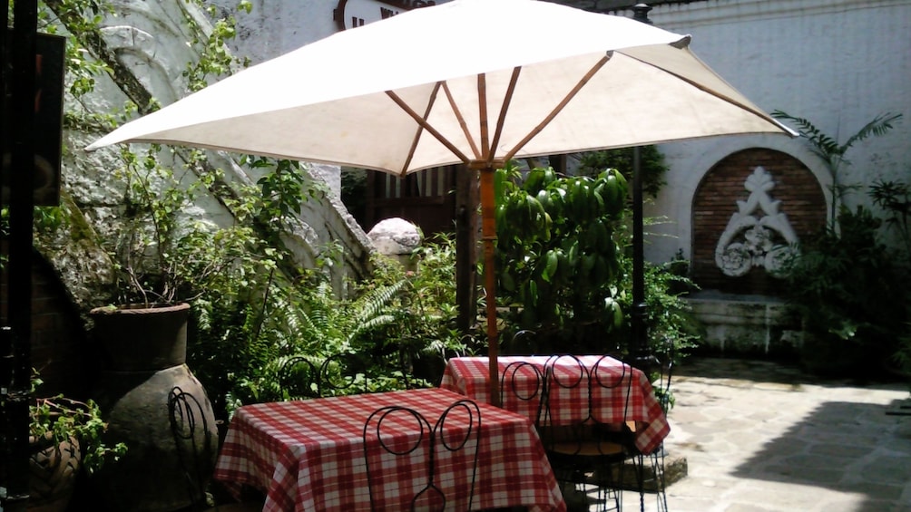 Tables outside in patio setting at Barbara's in Manila