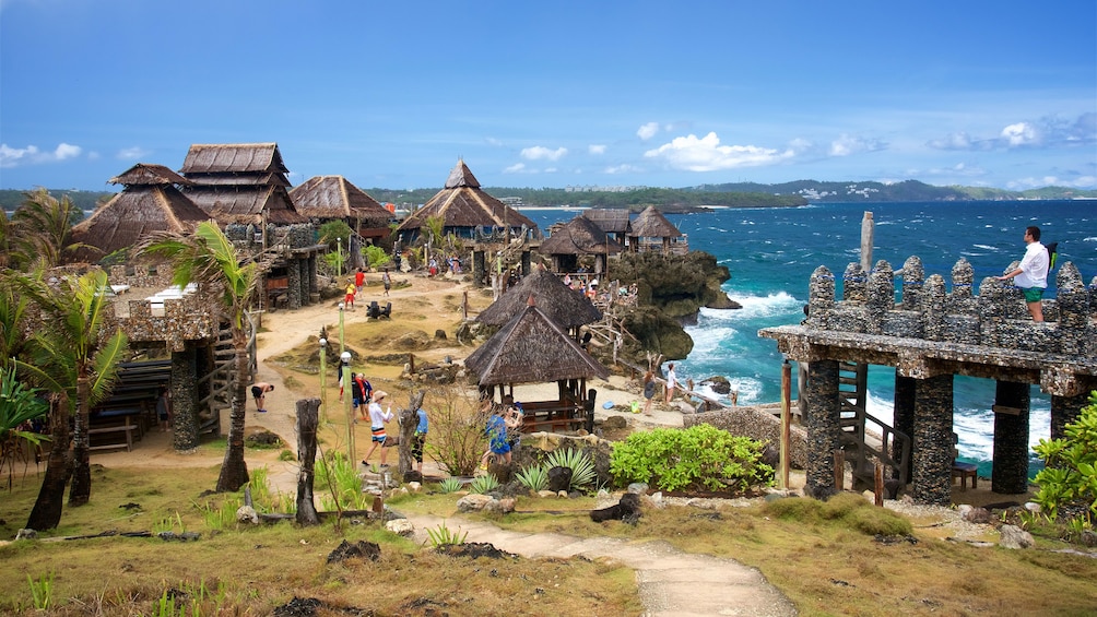 Huts next to coast in Philippines