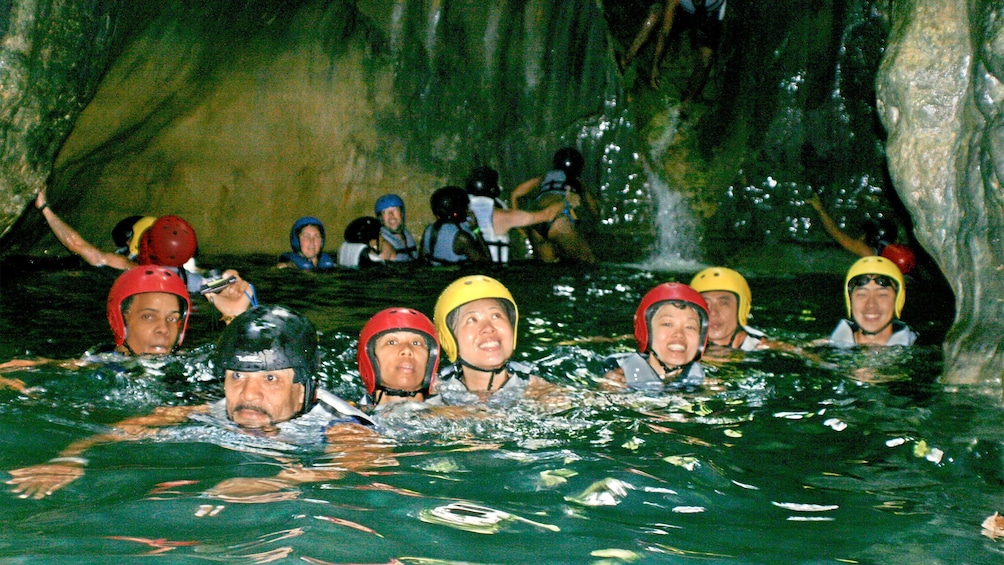 Swimming in a cave in Puerto Plata, Dominican Republic