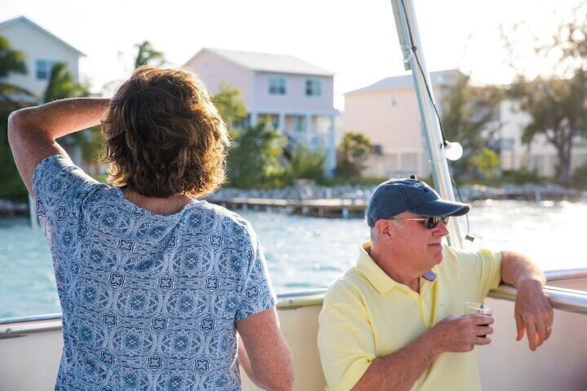 Sit in the shade of the bimini and enjoy a cool drink