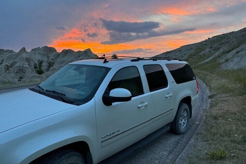 One of our vehicles parked by request of our guests to enjoy the view. 
