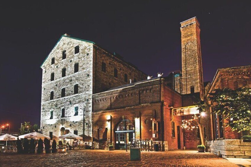 The Distillery District at night