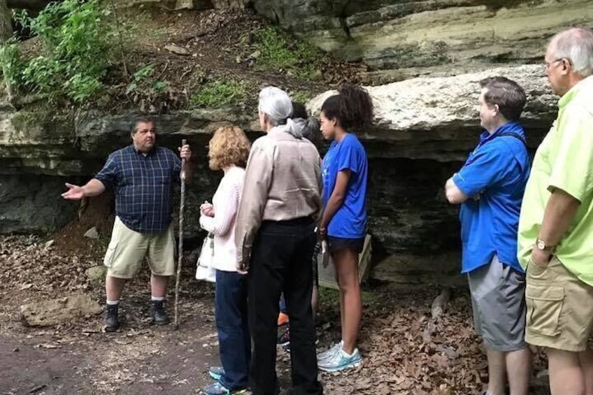 The Downtown Underground Walking Tour in Eureka Springs guide explaining the three different underground systems.