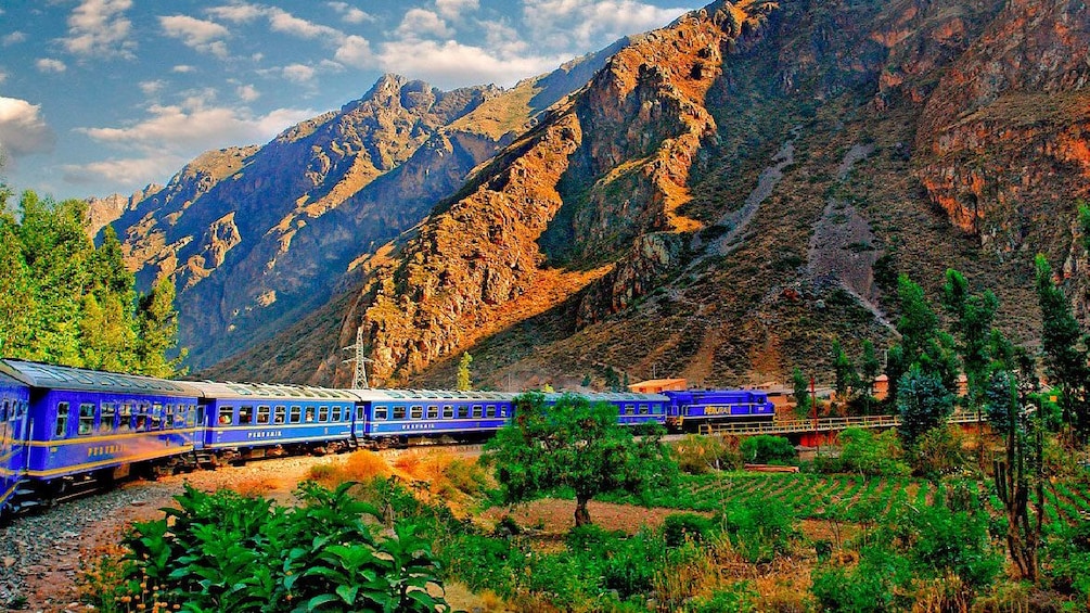 Train through the mountains in Peru