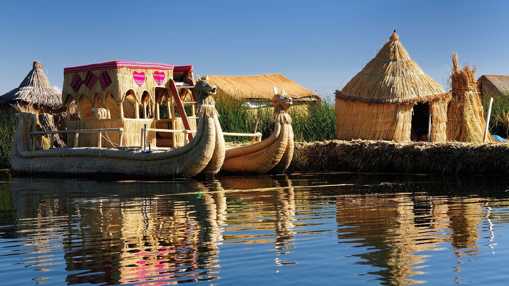 Reed boat and floating island in Peru