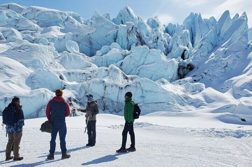 Learning from our guide at Matanuska Glacier