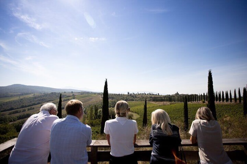 Guided winery tour with a tasting and a bite to eat in Montalcino