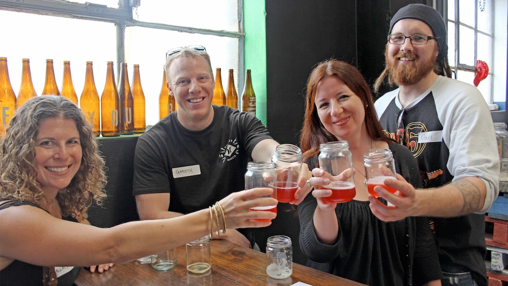 Group enjoying drinks on the Craft Beer Tour in Sydney 