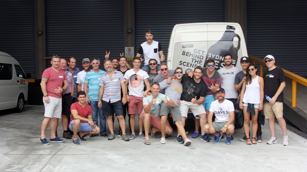 Tour group with van in Sydney