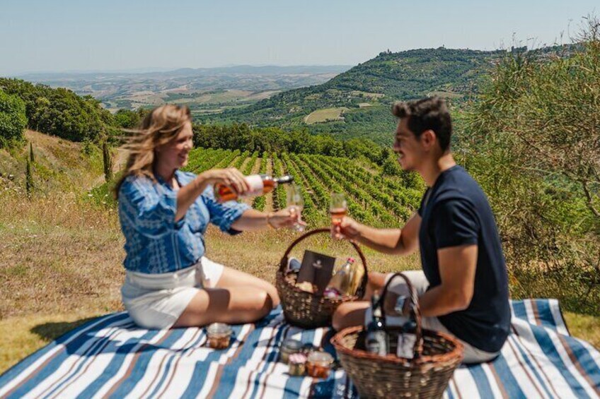 Winery Tour & picnic in the vineyard with a bottle of wine