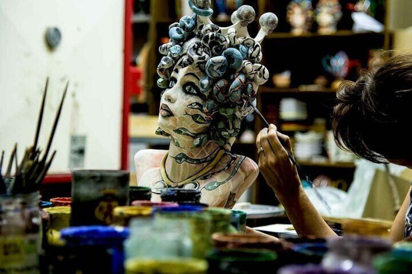 Painting of Medusa sculpture