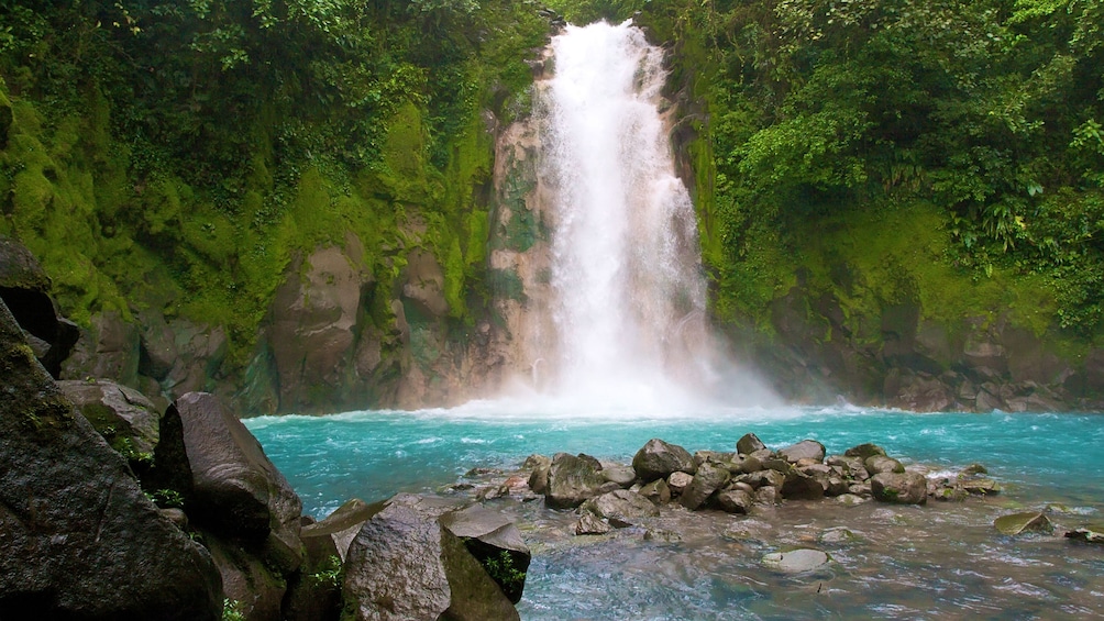 Blue river falls in Costa Rica