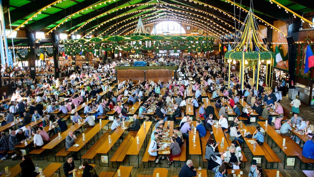 Crowded seating hall in Munich