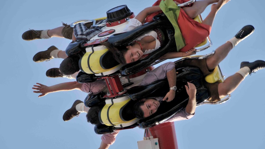 Group upside down on a carnival ride in Munich