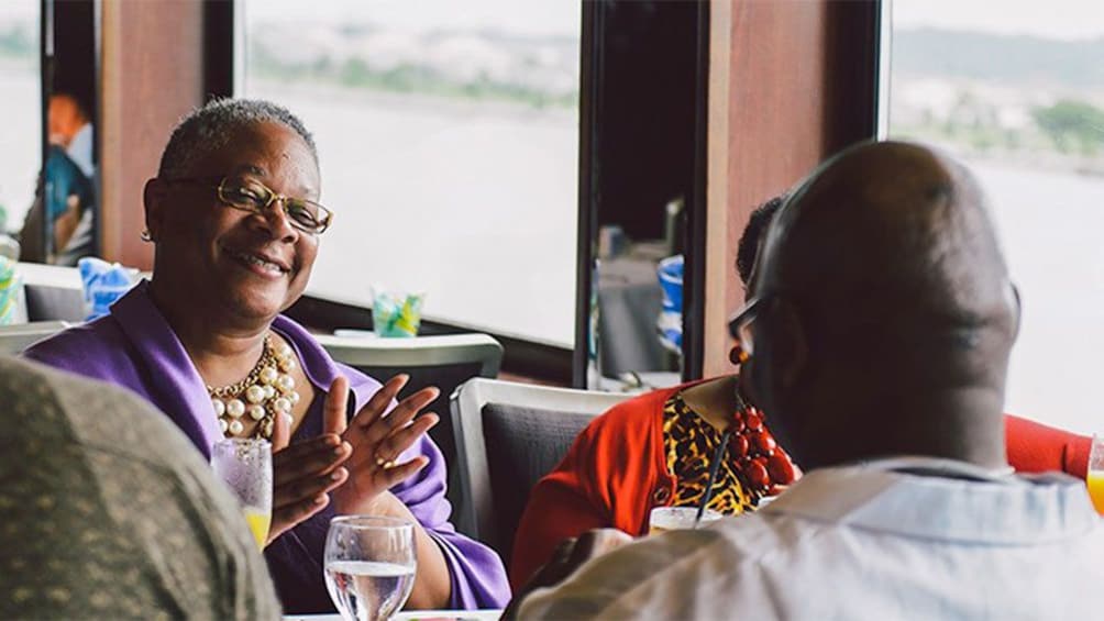 Passengers enjoying lunch on a cruise boat in Washington DC