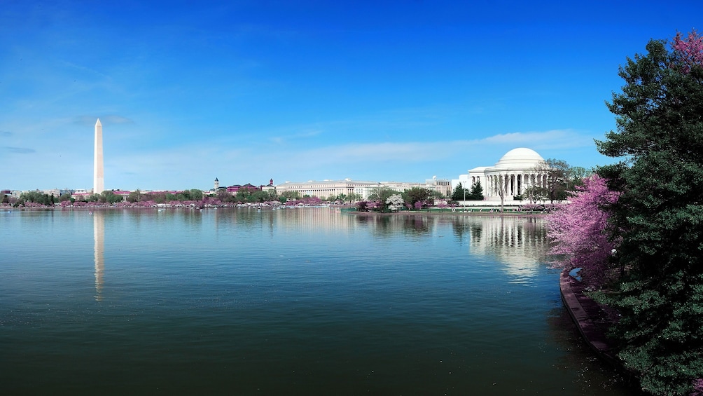 View of the Jefferson Memorial and Washington Monument from the water in Washington DC