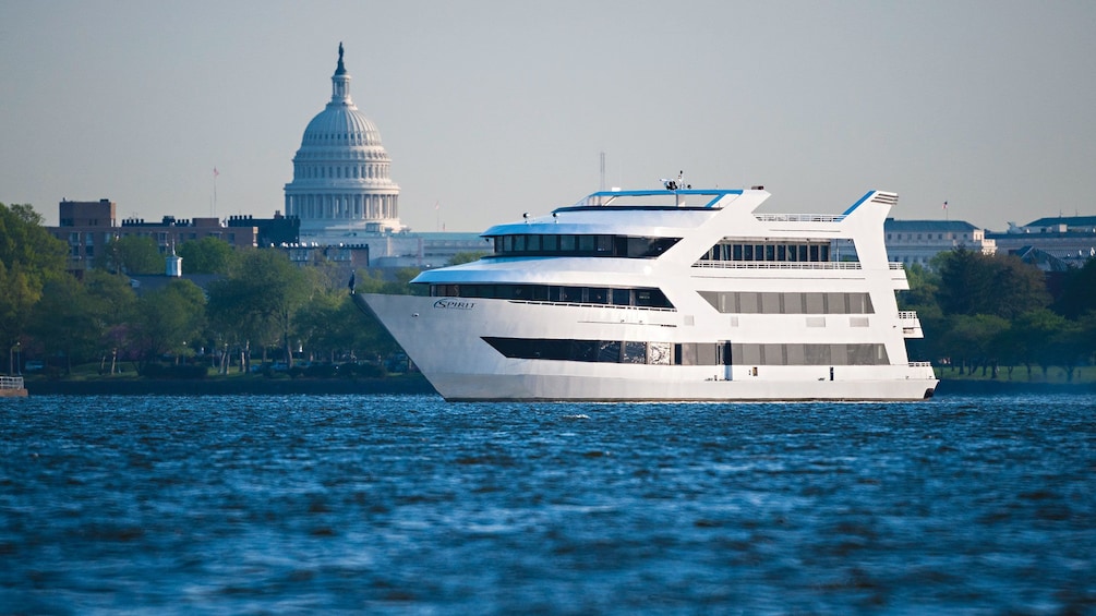 Cruise boat with Capitol Building in the background in Washington DC