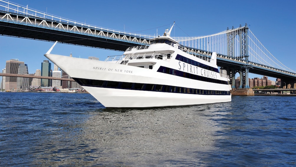 Cruise boat near a bridge in New York