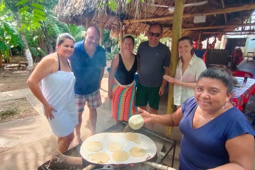 Cooking handmade tortillas