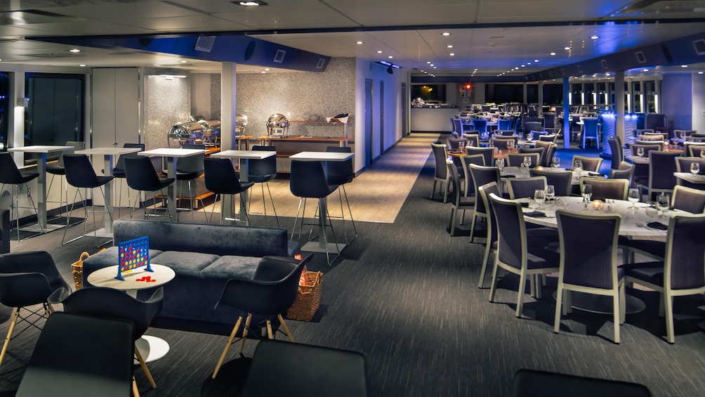 Open dining area of Spirit of Norfolk yacht