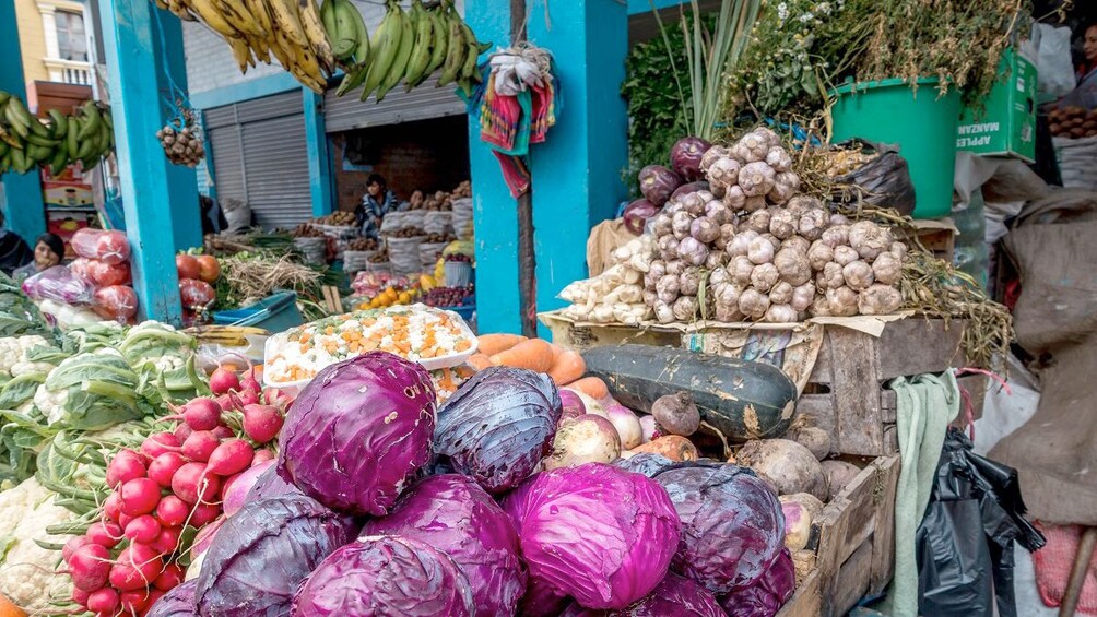 Local produce stall seen at the Otavalo Market Full Day Tour