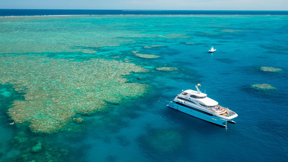 Boat and the Great Barrier Reef in Australia