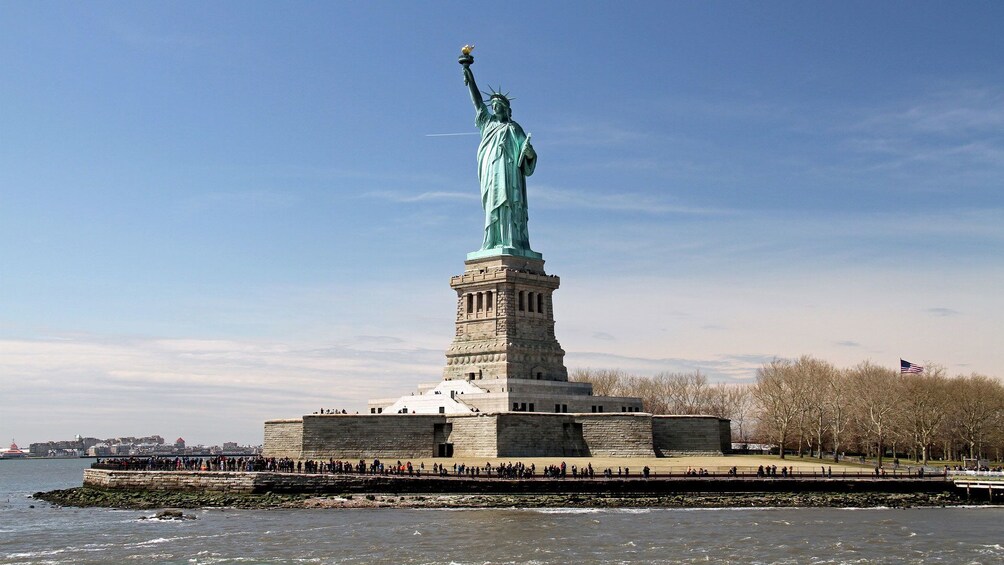 View of the Statue of Liberty from a cruise boat in New York