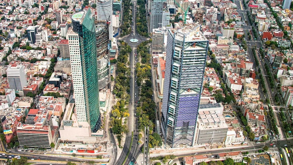 Aerial view of the skyscrapers in Mexico City 
