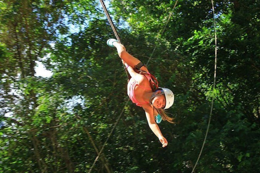 Dare to take a dip in our AquaZip in the middle of the Jungle