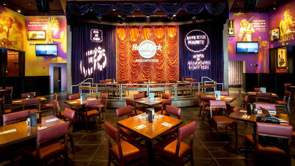 Seating area inside the Hard Rock Cafe Pigeon Forge Tennessee