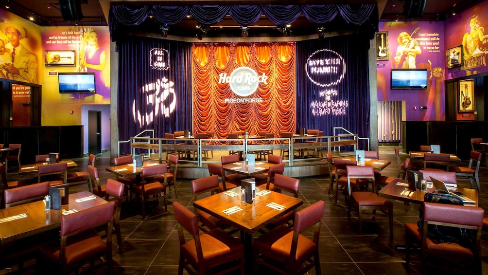 Seating area inside the Hard Rock Cafe Pigeon Forge Tennessee