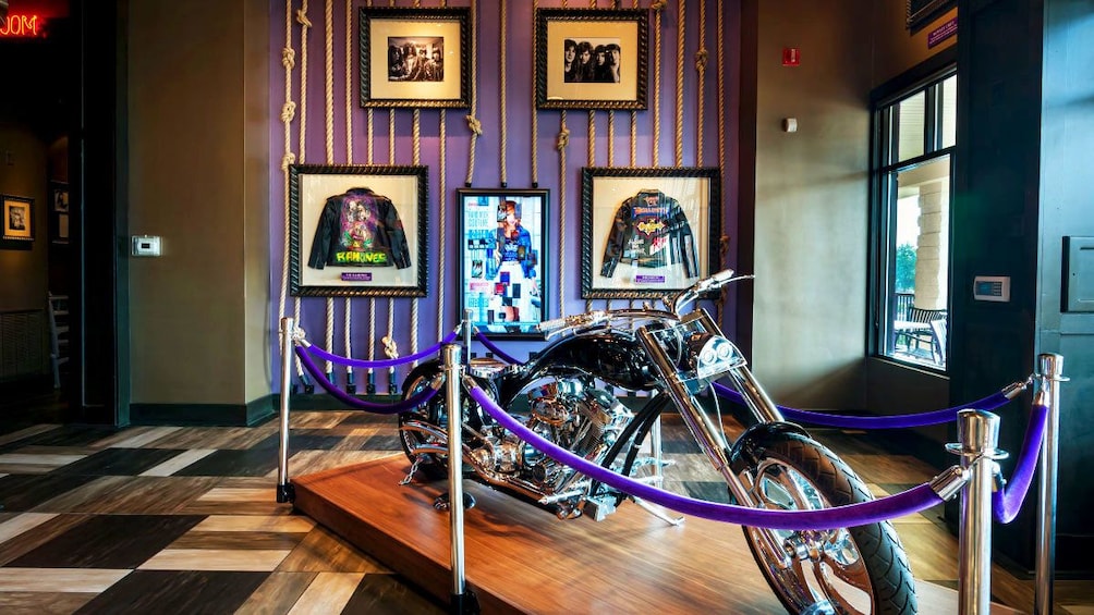 Motorcycle on display inside the Hard Rock Cafe Pigeon Forge Tennessee