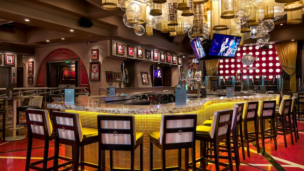 Extravagant bar at the Hard Rock Cafe in Baltimore