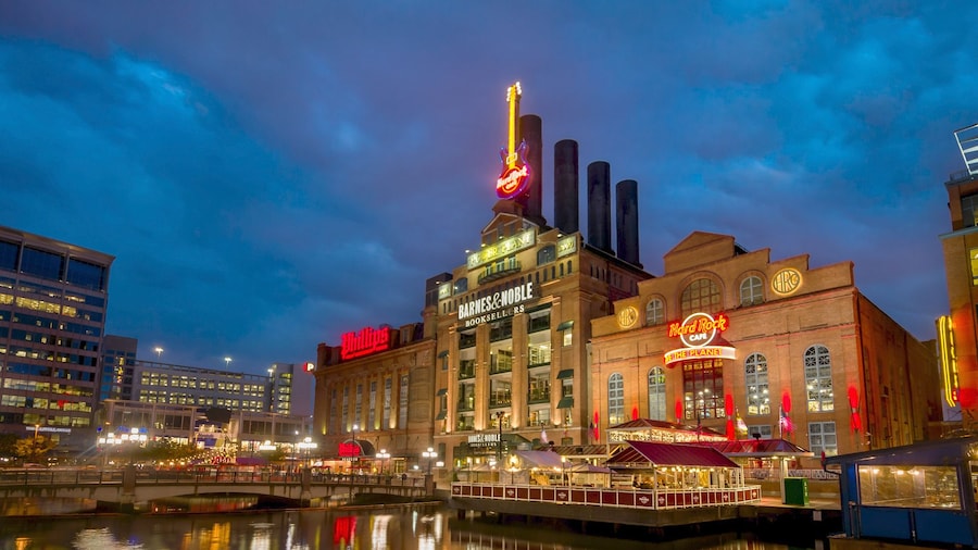 Grand entrance to the Hard Rock Cafe in Baltimore
