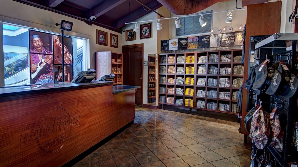 Souvenir store inside Hard Rock Cafe San Francisco