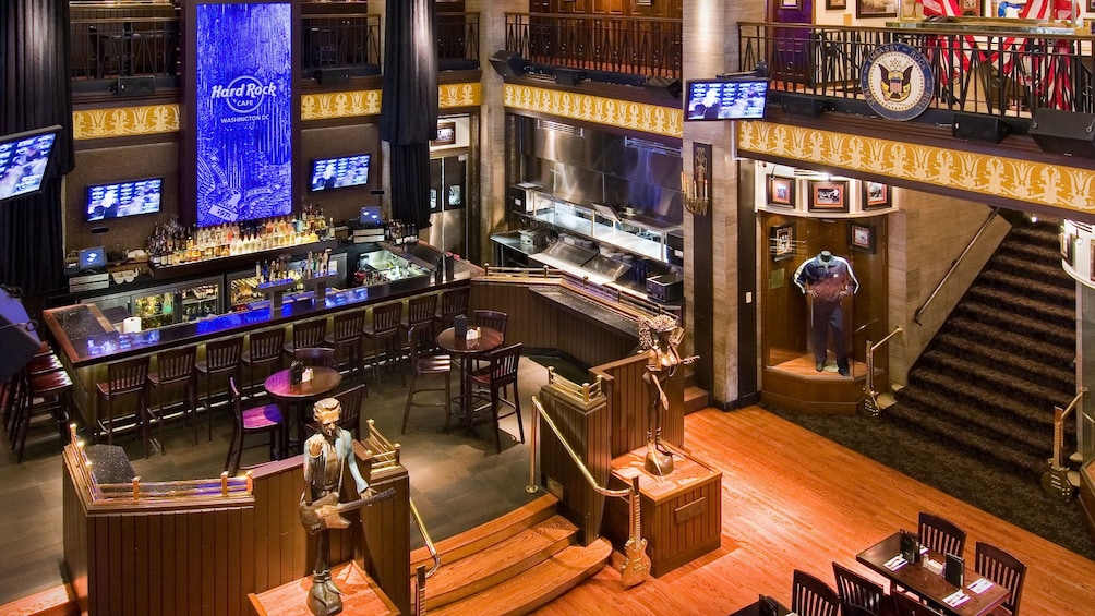 Bar area at the Hard Rock Cafe in Washington DC