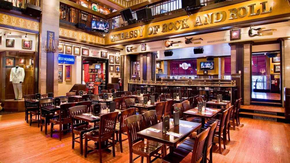 Dining area at the Hard Rock Cafe in Washington DC