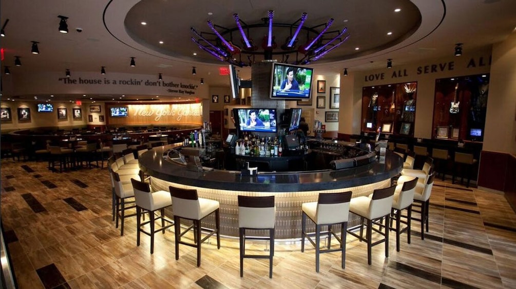 Circular bar at the Yankee Stadium Hard Rock Cafe in New York